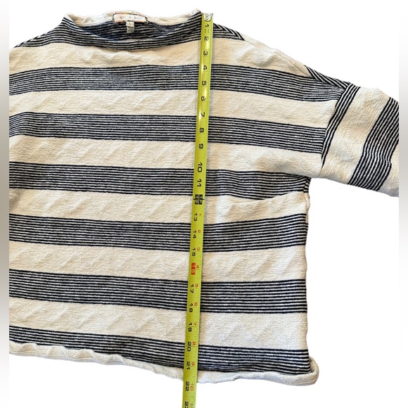 Anthropologie Eri + Ali Navy and White Striped Mock Neck Sweater Size Large - Picture 6 of 9